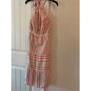 NEW!‎ Kaari Blue | Striped Halter MIDI Dress Pink White size Petite XS PP